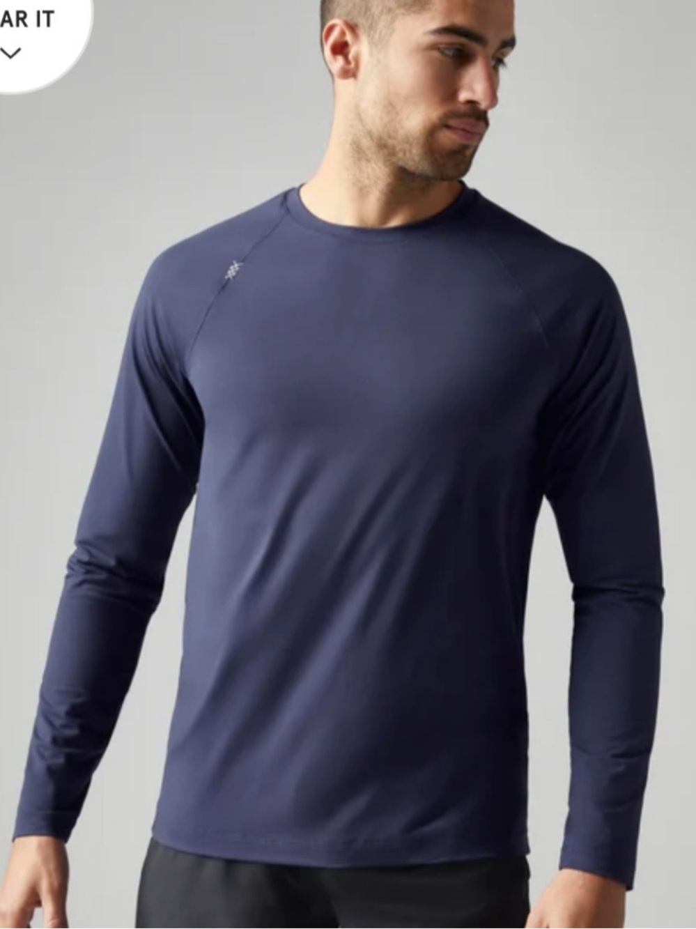 RHONE Men's Long-Sleeve Crew Performance Shirt - Navy Blue sz M